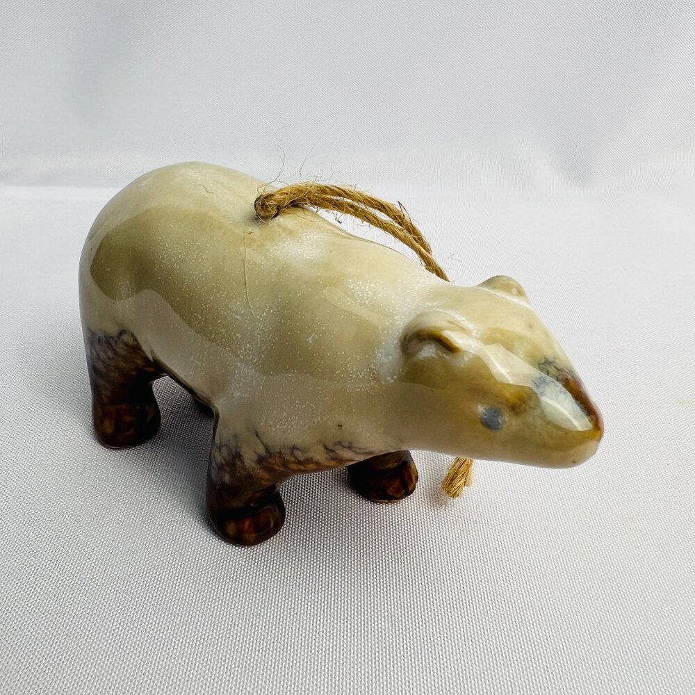 Woodland Style Ceramic White Bear High Gloss Art Pottery Figurine Ornament